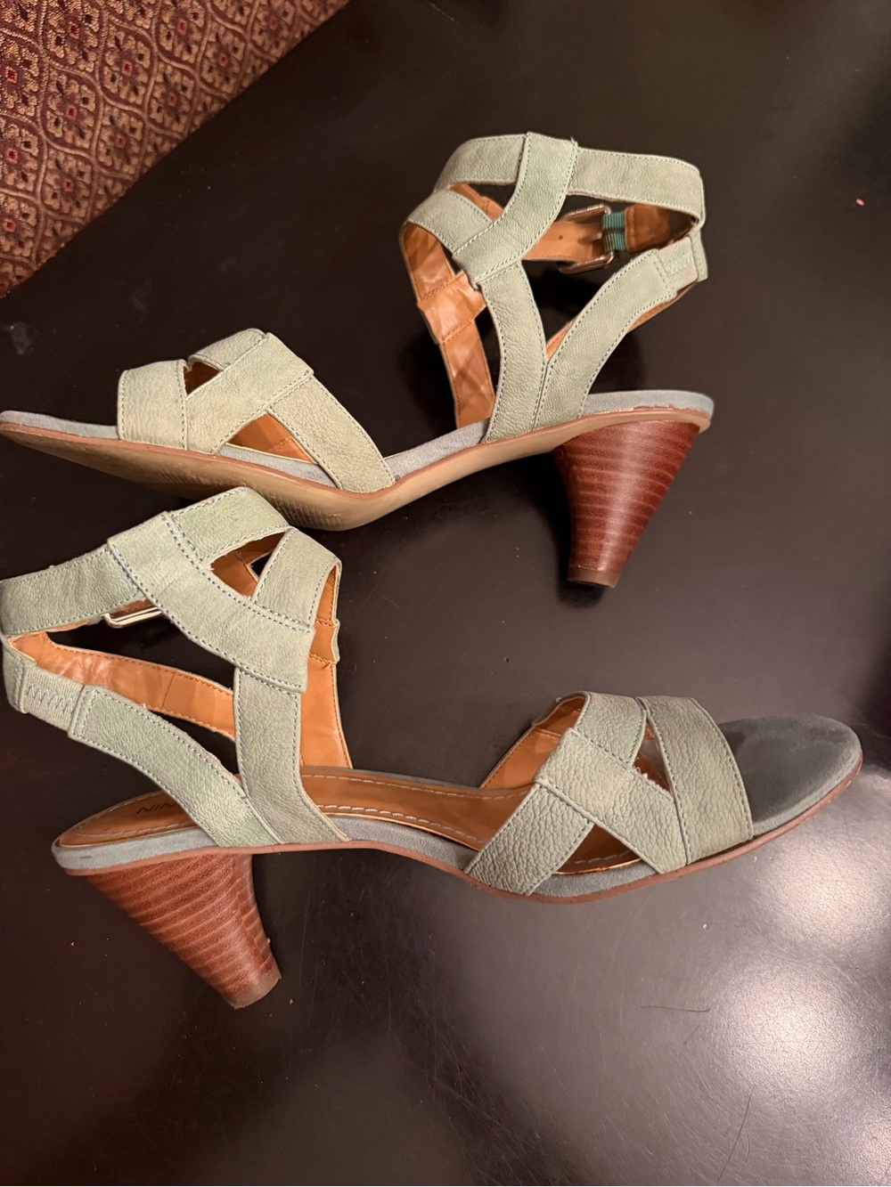 Nine West Light Sage Green Strappy Block Heel Sandals - Picture 7 of 9